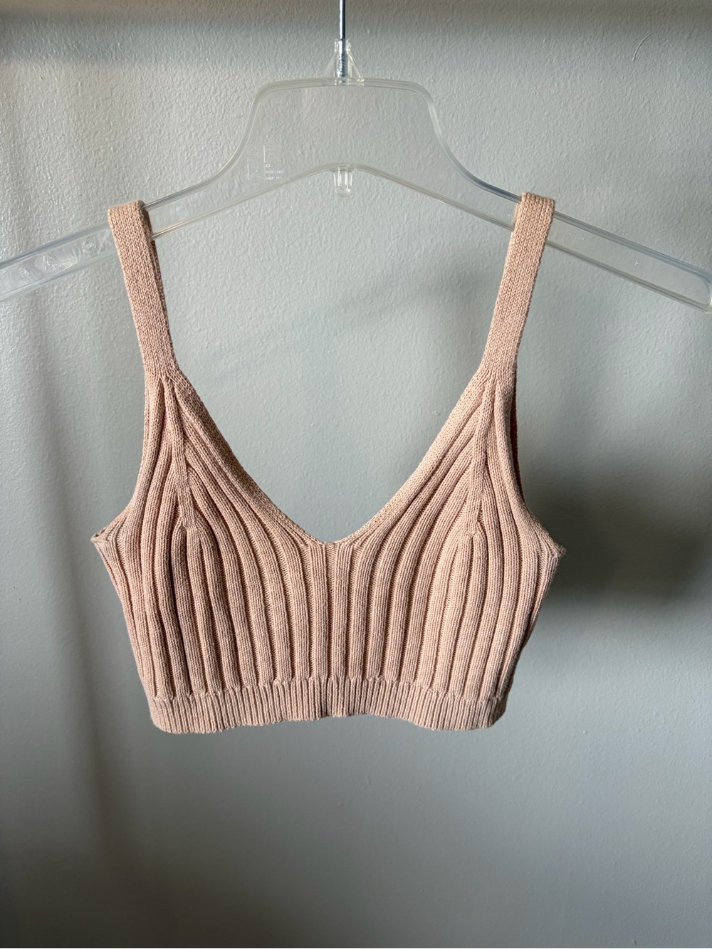 aerie Ribbed Knit crop top in Nude Pink
